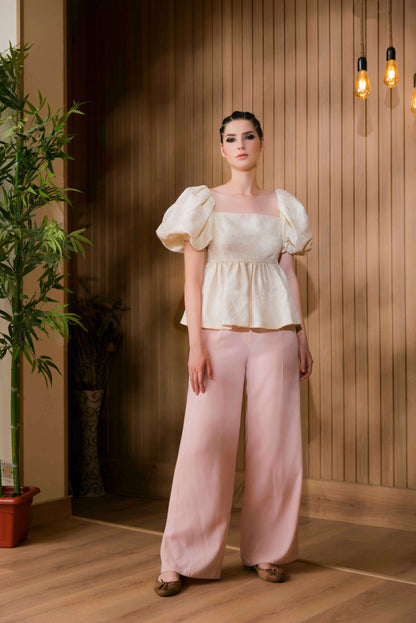 Ivory Jacquard Peplum