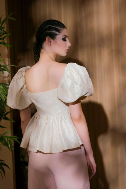 Ivory Jacquard Peplum