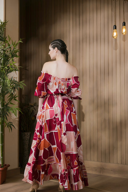 Off-Shoulder Tiered Maxi