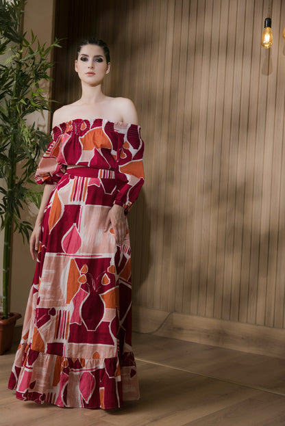 Off-Shoulder Tiered Maxi