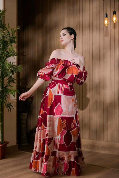 Off-Shoulder Tiered Maxi