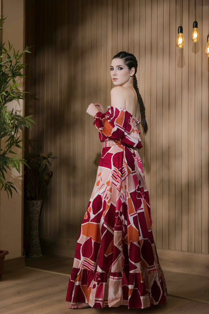 Off-Shoulder Tiered Maxi