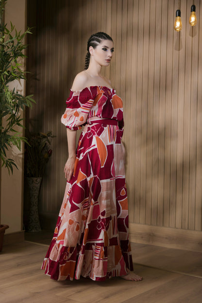 Off-Shoulder Tiered Maxi