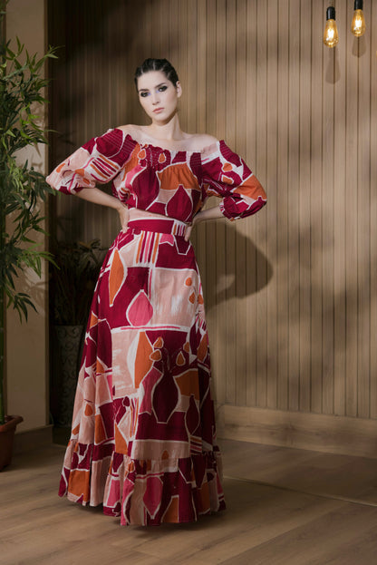 Off-Shoulder Tiered Maxi
