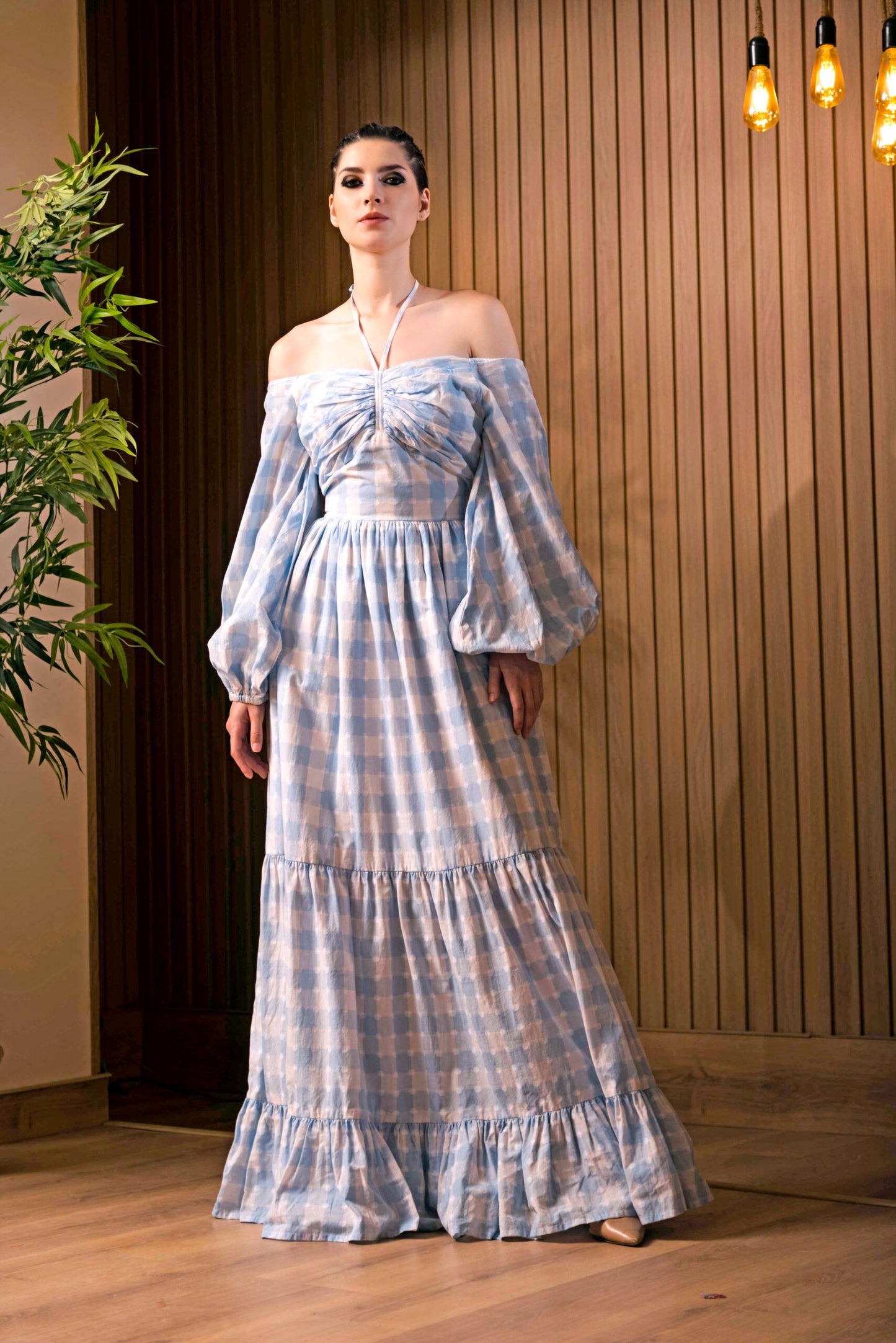 Gingham Tiered Maxi