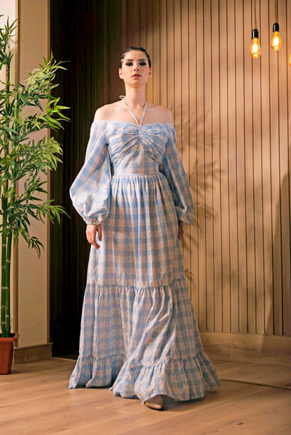 Gingham Tiered Maxi