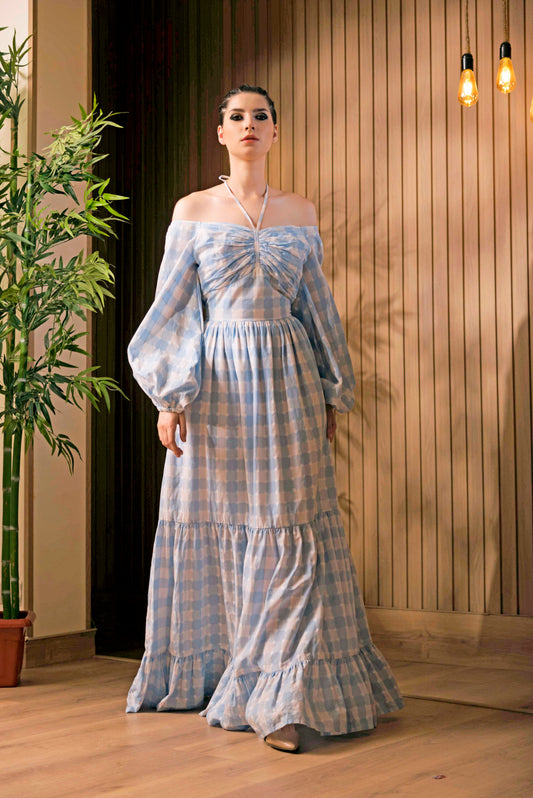 Gingham Tiered Maxi