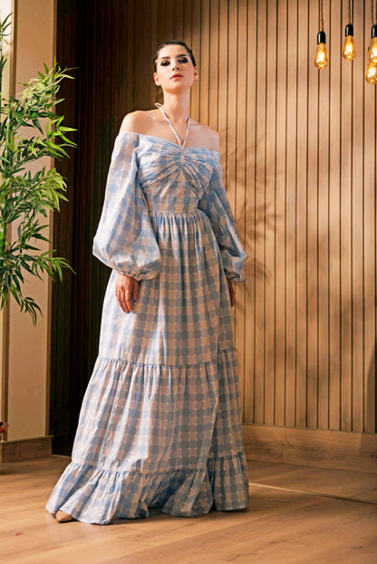 Gingham Tiered Maxi