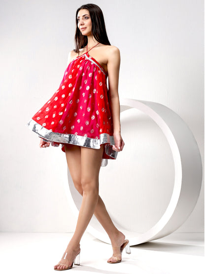 Colour Blocked Flared Dress