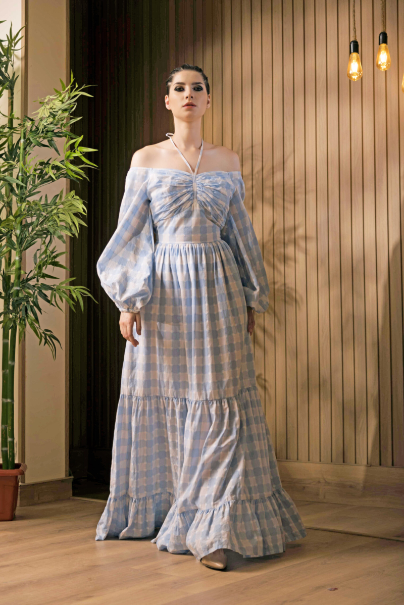 Gingham Tiered Maxi