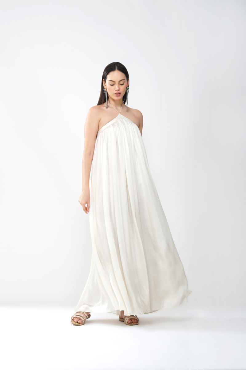 Satin flow string maxi