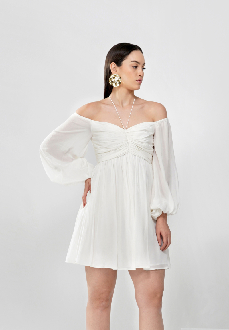 Off-shoulder string tie dress