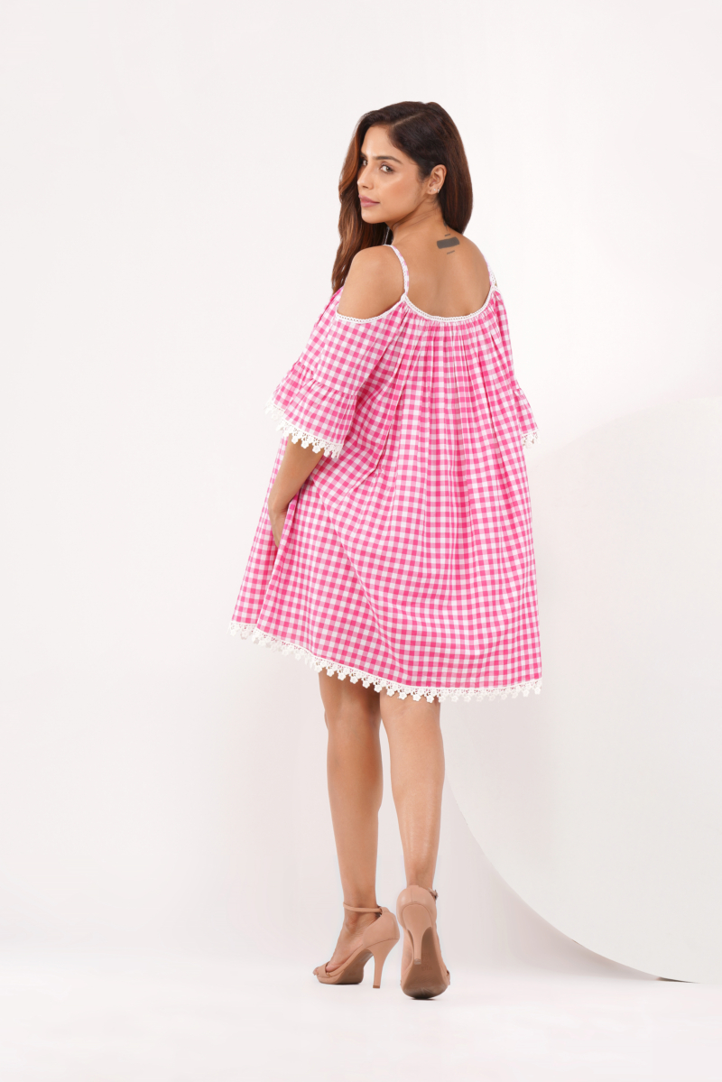 Gingham and lace dress